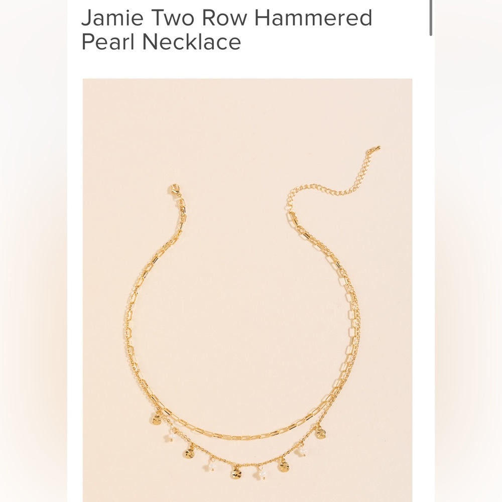Jamie Two Row Hammered Pearl Necklace